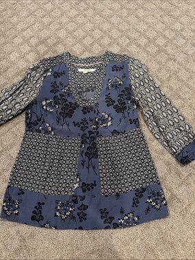 Boden Blue Floral Patchwork Tunic